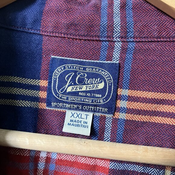 J. Crew Button Up Shirt Mens XXLT Red Plaid Lumberjack Preppy Cotton Sportsmen - Picture 2 of 7